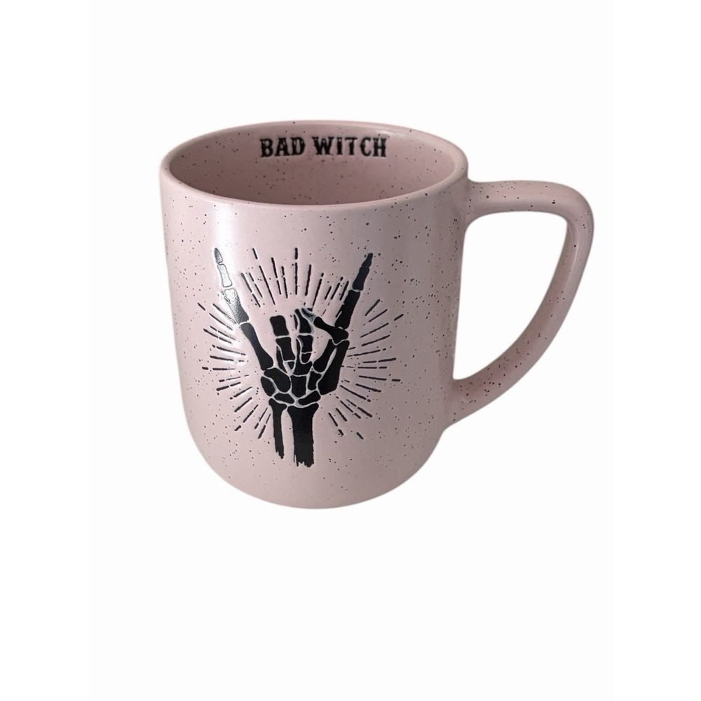 Large Halloween Coffee Mug Bad Witch Skeleton Hand. Pink Market Finds New